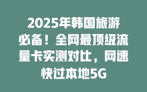 2025年韩国旅游必备！全网最顶级流量卡实测对比，网速快过本地5G