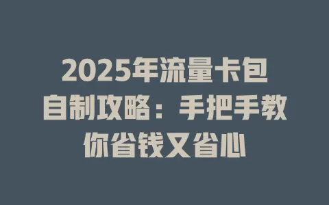 2025年流量卡包自制攻略：手把手教你省钱又省心