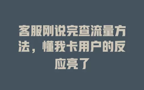 客服刚说完查流量方法，懂我卡用户的反应亮了