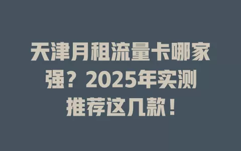 天津月租流量卡哪家强？2025年实测推荐这几款！