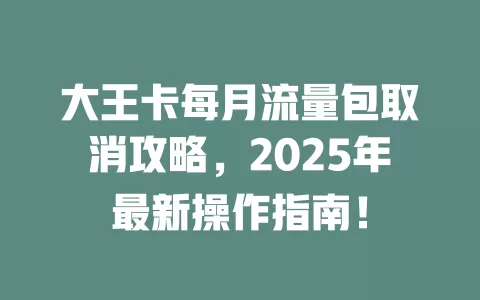 大王卡每月流量包取消攻略，2025年最新操作指南！