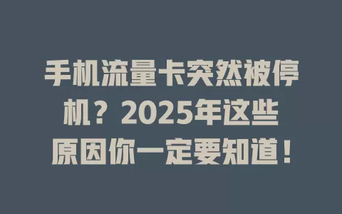手机流量卡突然被停机？2025年这些原因你一定要知道！