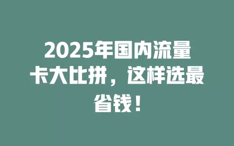 2025年国内流量卡大比拼，这样选最省钱！
