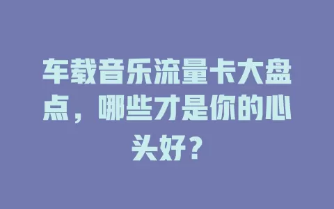 车载音乐流量卡大盘点，哪些才是你的心头好？