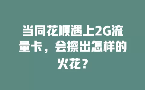 当同花顺遇上2G流量卡，会擦出怎样的火花？