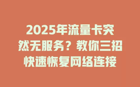 2025年流量卡突然无服务？教你三招快速恢复网络连接