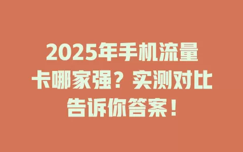 2025年手机流量卡哪家强？实测对比告诉你答案！