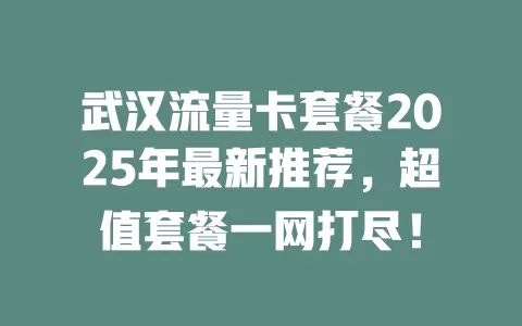 武汉流量卡套餐2025年最新推荐，超值套餐一网打尽！