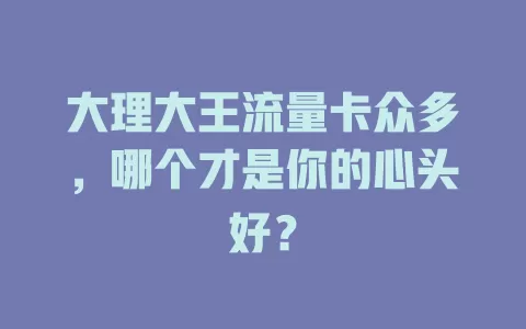 大理大王流量卡众多，哪个才是你的心头好？