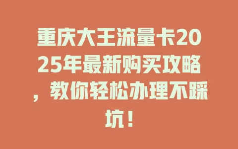 重庆大王流量卡2025年最新购买攻略，教你轻松办理不踩坑！