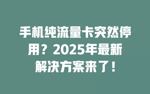 手机纯流量卡突然停用？2025年最新解决方案来了！