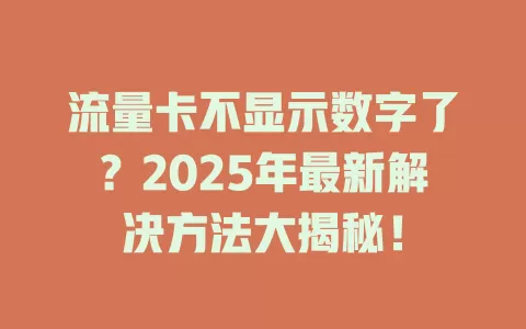 流量卡不显示数字了？2025年最新解决方法大揭秘！