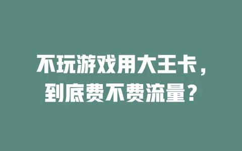 不玩游戏用大王卡，到底费不费流量？