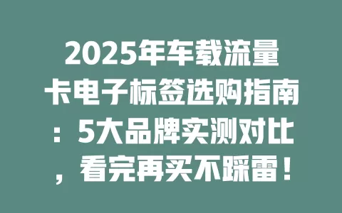 2025年车载流量卡电子标签选购指南：5大品牌实测对比，看完再买不踩雷！