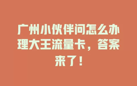 广州小伙伴问怎么办理大王流量卡，答案来了！