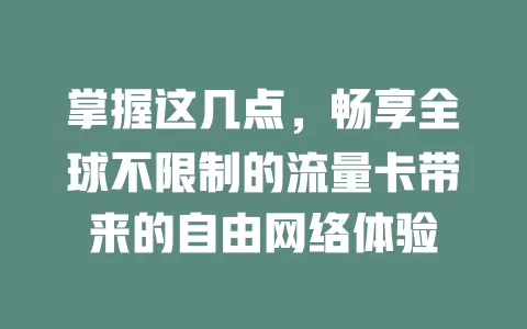 掌握这几点，畅享全球不限制的流量卡带来的自由网络体验