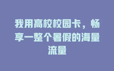 我用高校校园卡，畅享一整个暑假的海量流量