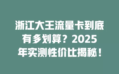浙江大王流量卡到底有多划算？2025年实测性价比揭秘！