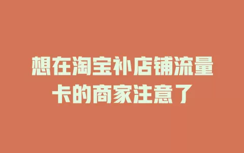想在淘宝补店铺流量卡的商家注意了