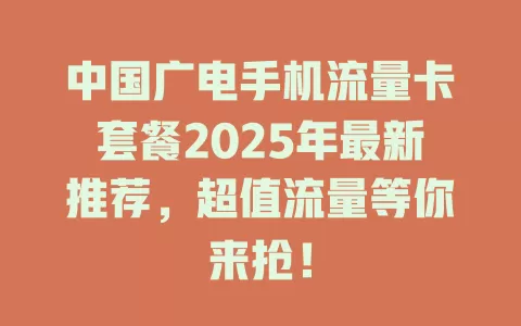 中国广电手机流量卡套餐2025年最新推荐，超值流量等你来抢！