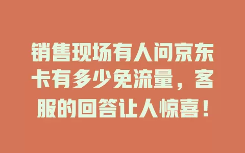 销售现场有人问京东卡有多少免流量，客服的回答让人惊喜！