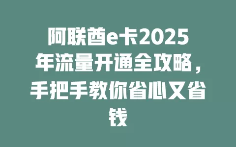 阿联酋e卡2025年流量开通全攻略，手把手教你省心又省钱