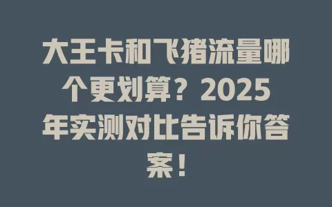大王卡和飞猪流量哪个更划算？2025年实测对比告诉你答案！