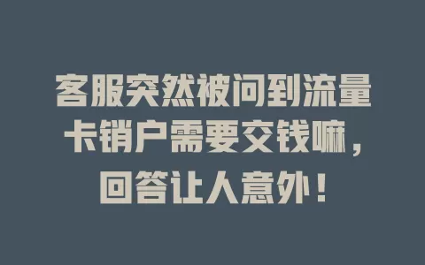 客服突然被问到流量卡销户需要交钱嘛，回答让人意外！