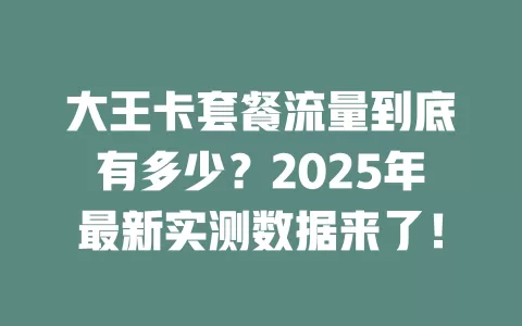 大王卡套餐流量到底有多少？2025年最新实测数据来了！