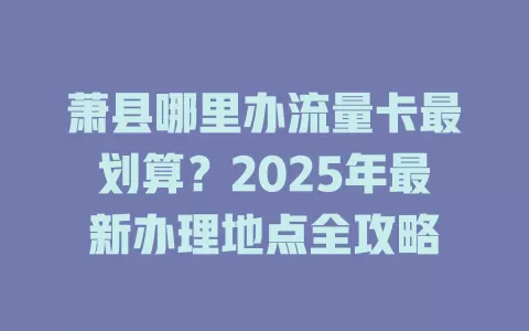 萧县哪里办流量卡最划算？2025年最新办理地点全攻略