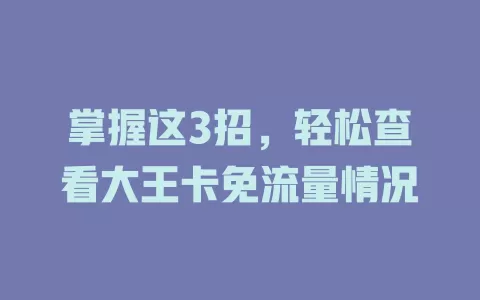 掌握这3招，轻松查看大王卡免流量情况