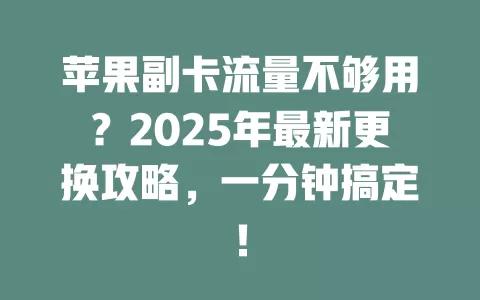 苹果副卡流量不够用？2025年最新更换攻略，一分钟搞定！