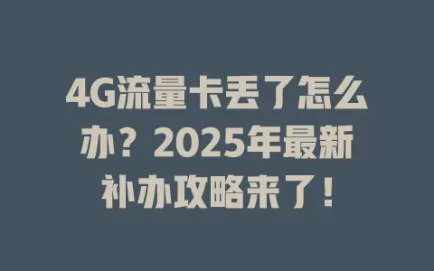 4G流量卡丢了怎么办？2025年最新补办攻略来了！