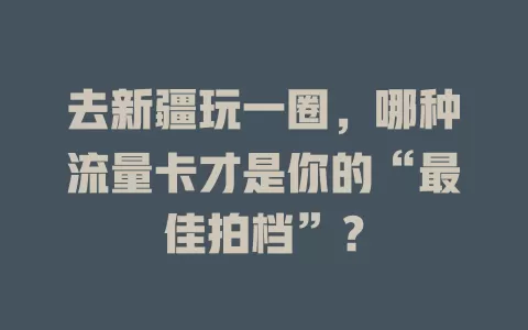 去新疆玩一圈，哪种流量卡才是你的“最佳拍档”？