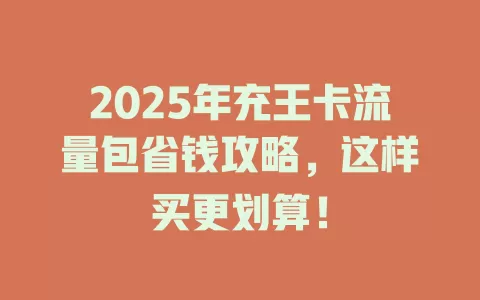 2025年充王卡流量包省钱攻略，这样买更划算！