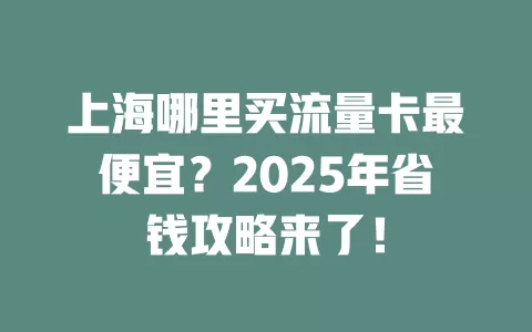 上海哪里买流量卡最便宜？2025年省钱攻略来了！