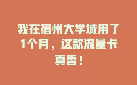 我在宿州大学城用了1个月，这款流量卡真香！