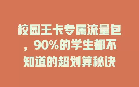 校园王卡专属流量包，90%的学生都不知道的超划算秘诀