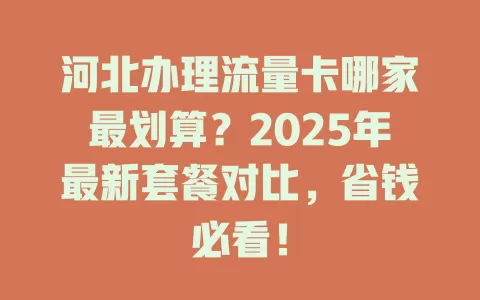 河北办理流量卡哪家最划算？2025年最新套餐对比，省钱必看！