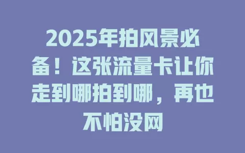 2025年拍风景必备！这张流量卡让你走到哪拍到哪，再也不怕没网
