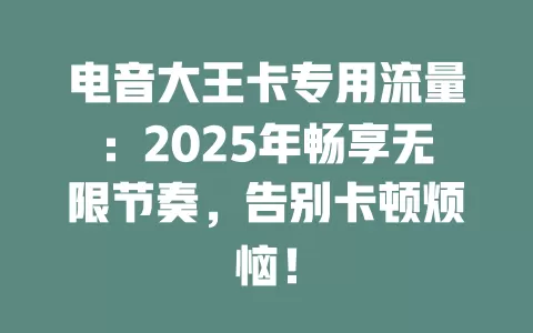 电音大王卡专用流量：2025年畅享无限节奏，告别卡顿烦恼！