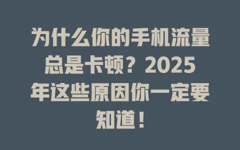 为什么你的手机流量总是卡顿？2025年这些原因你一定要知道！