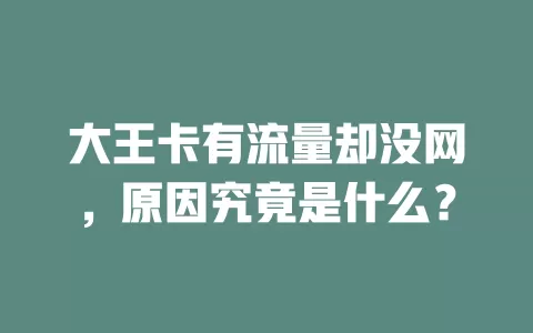 大王卡有流量却没网，原因究竟是什么？