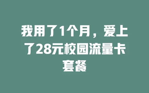 我用了1个月，爱上了28元校园流量卡套餐