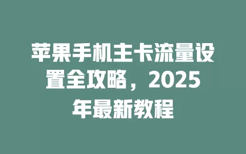 苹果手机主卡流量设置全攻略，2025年最新教程