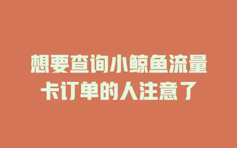 想要查询小鲸鱼流量卡订单的人注意了
