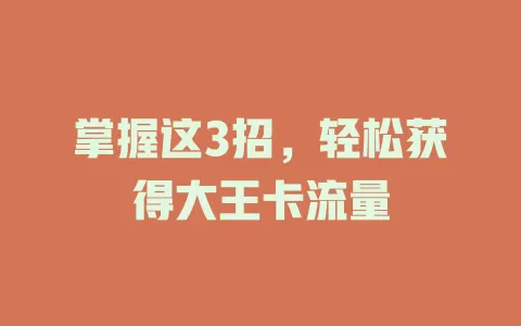 掌握这3招，轻松获得大王卡流量