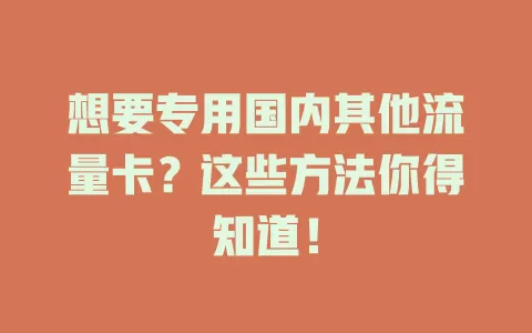 想要专用国内其他流量卡？这些方法你得知道！