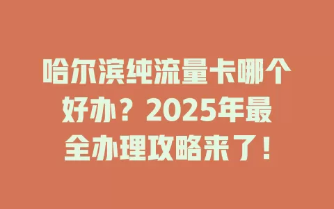 哈尔滨纯流量卡哪个好办？2025年最全办理攻略来了！