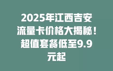 2025年江西吉安流量卡价格大揭秘！超值套餐低至9.9元起